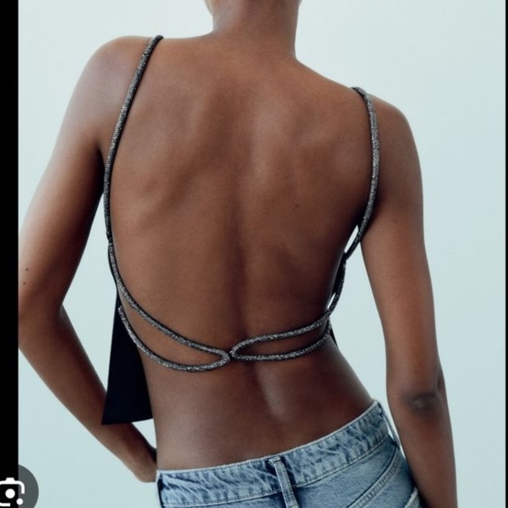 Zara Black Strappy Backless Top